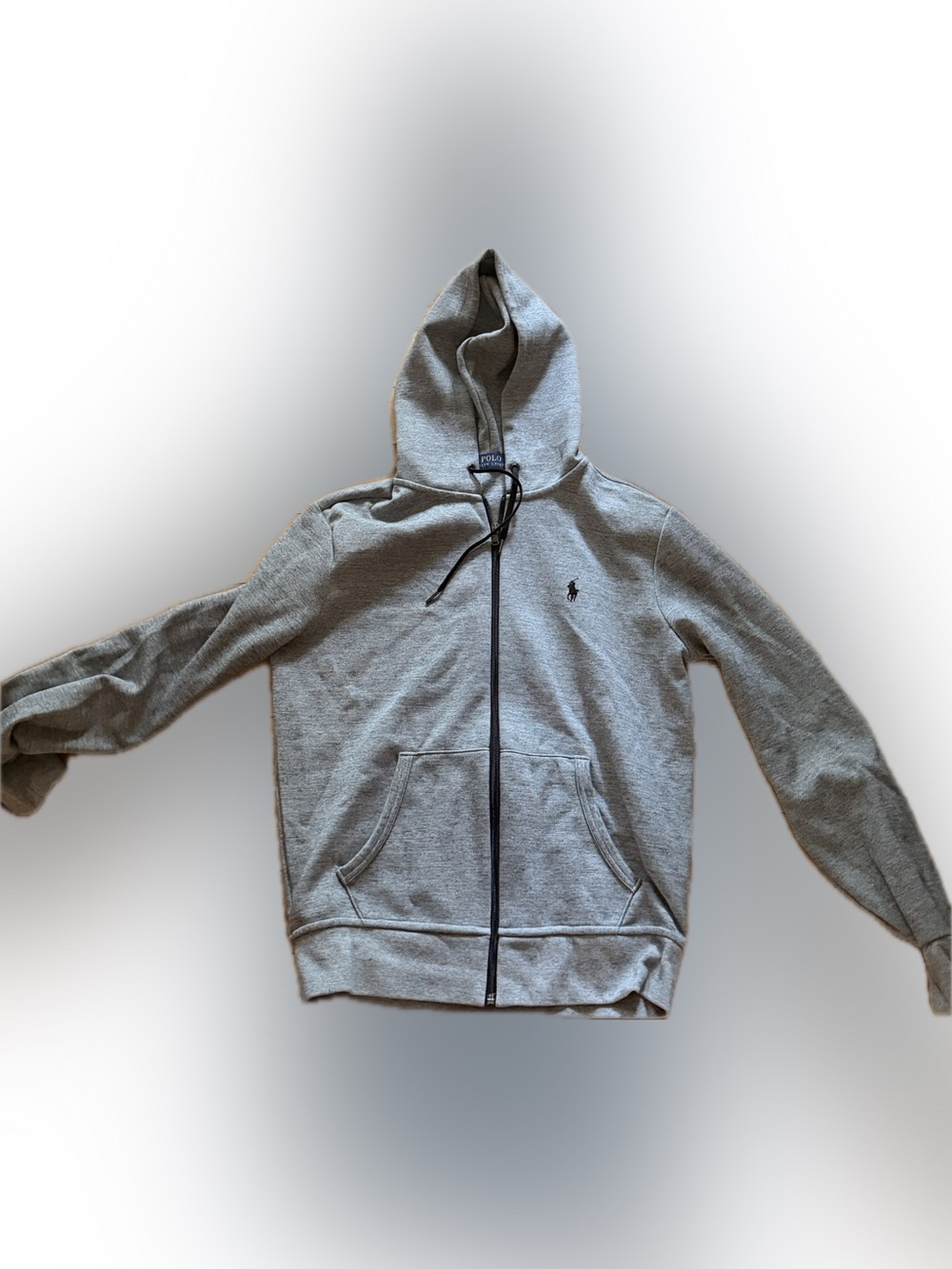Polo by Ralph Lauren Gray Full-Zip Hooded Sweater Small
